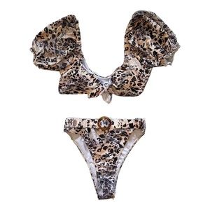 NWOT high rise animal print bikini